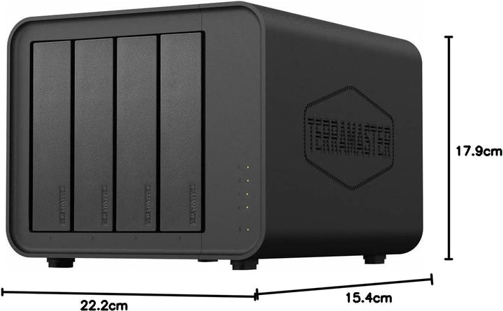 TERRAMASTER F4-425 4-Bay NAS-Speicher – Intel x86 Quad-Core-CPU, 4 GB RAM, 2,5 GbE LAN, Netzwerkgebu