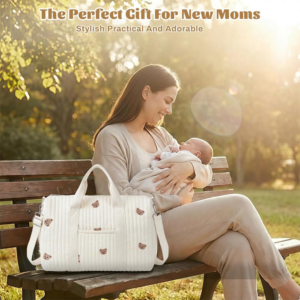Aucuu Wickeltasche, Babytasche Mama Tasche, Kliniktasche Geburt Stickerei, Gross Mommy Bag, Henkelta
