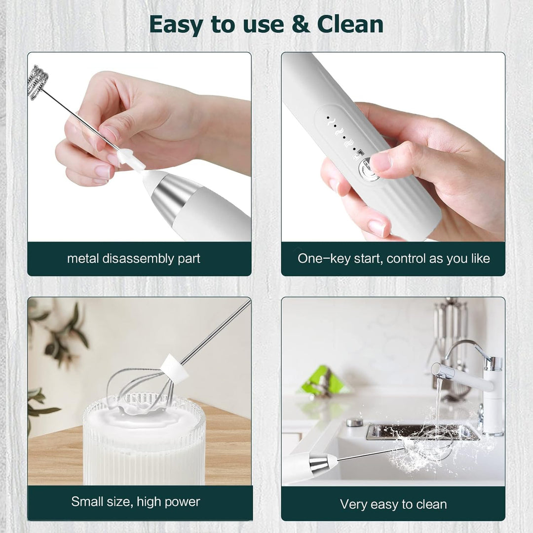 Milchaufschäumer Elektrisch Stab, USB Wiederaufladbar Milchschäumer Elektrisch, elektrischer Schnee