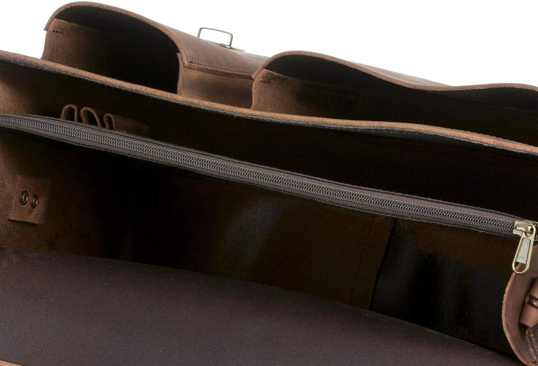 Ruitertassen Lehrertasche Leder Damen Herren Schultasche Aktentasche 2 Fächer Ranger braun