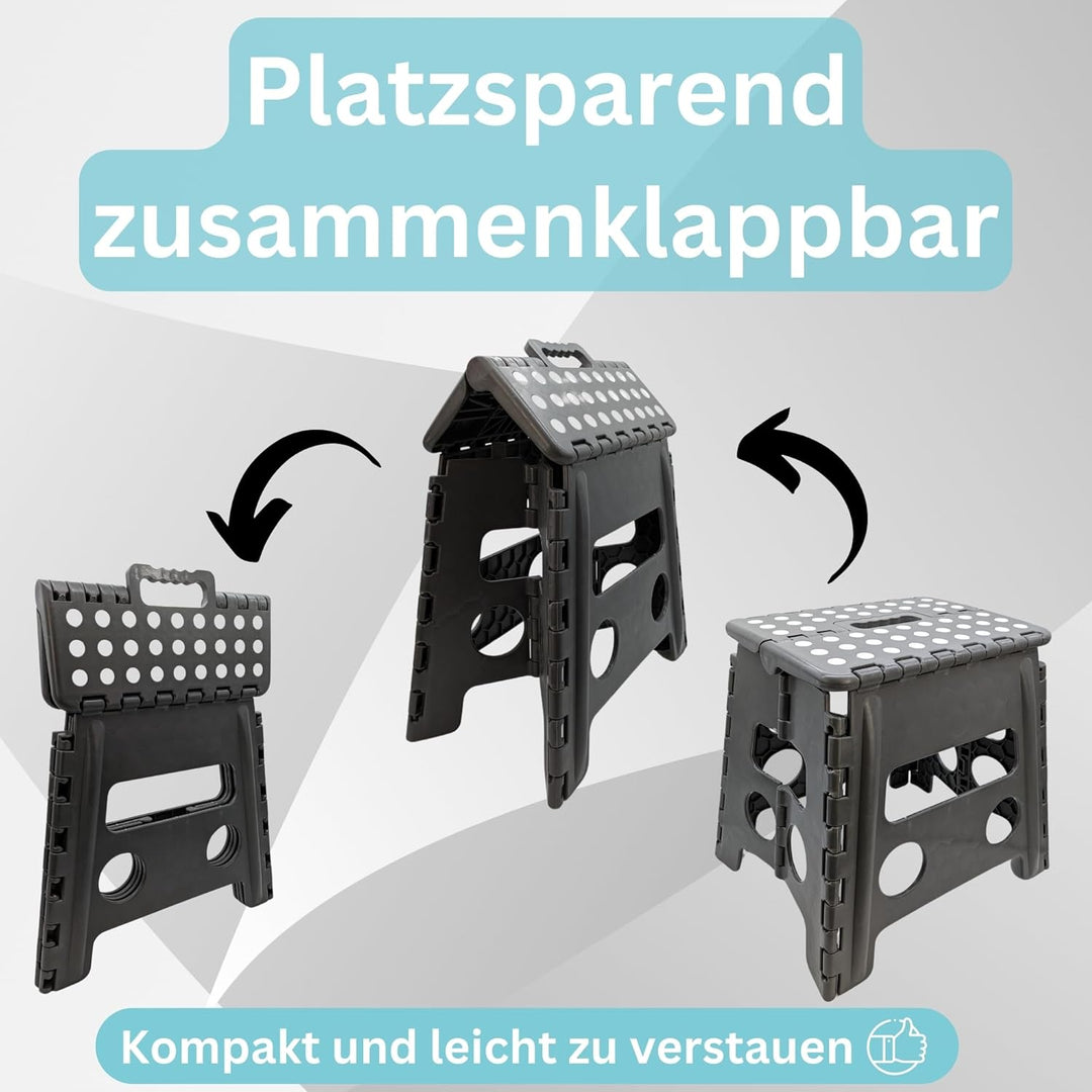 Hocker Tritthocker faltbar für Erwachsene und Kinder bis 150 kg Klapphocker aus Kunststoff rutschfes