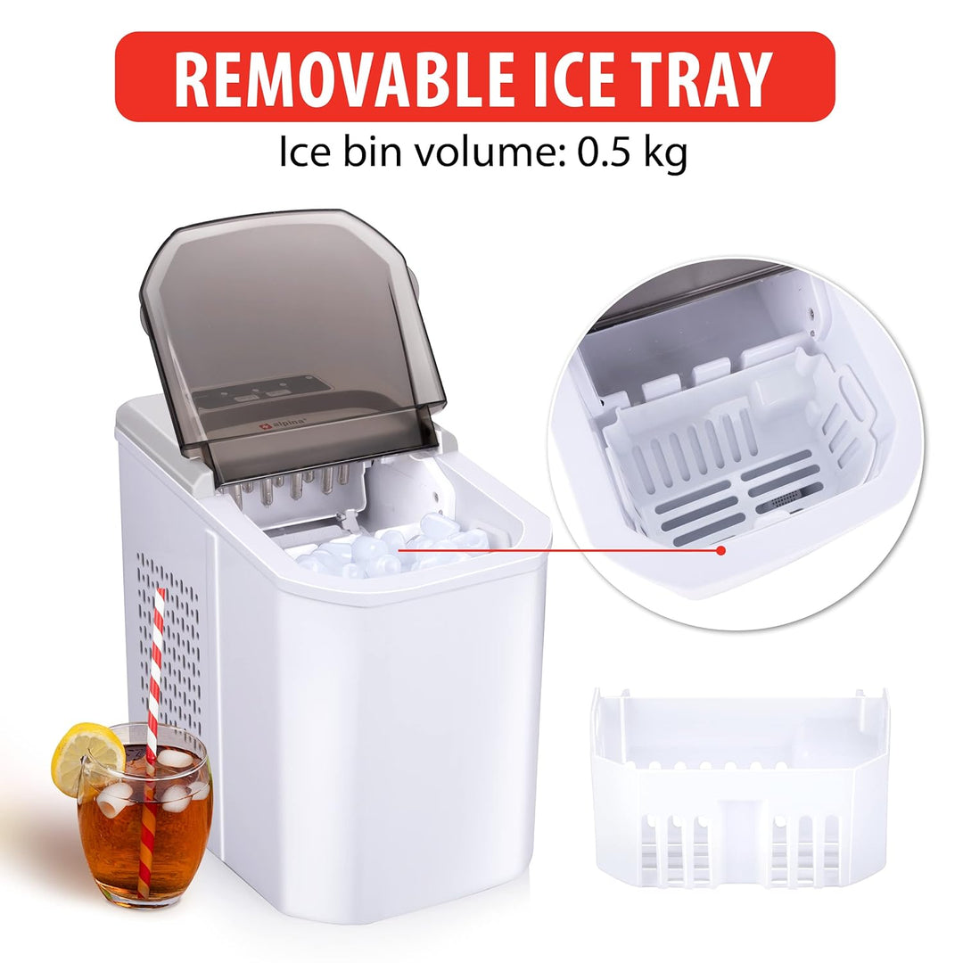 alpina Eiswürfelmaschine - 2 Grössen von Eiswürfeln - Eiswürfelbereiter - Produktion in 10-12 Minute