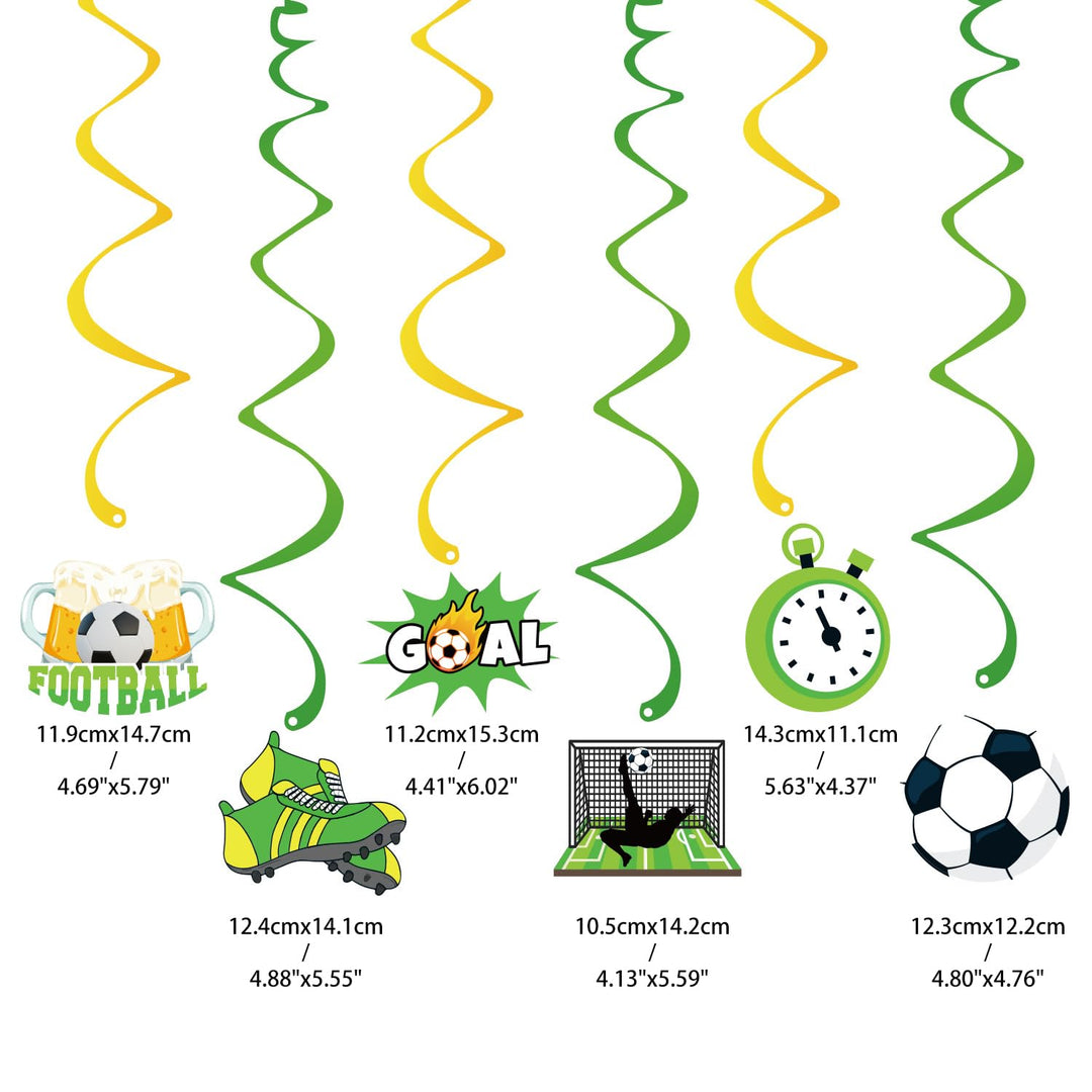 Kiyanest Fussball-Geburtstagsdeko – Happy Birthday Banner mit Hängespiralen, Kuchentopper & Cupcake-