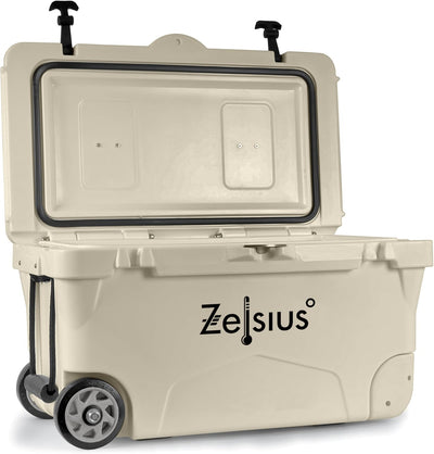 Zelsius Kühlbox 50 Liter mit Räder | Coolbox | Fahrbare Cooling Box ideal für Auto Camping Urlaub An