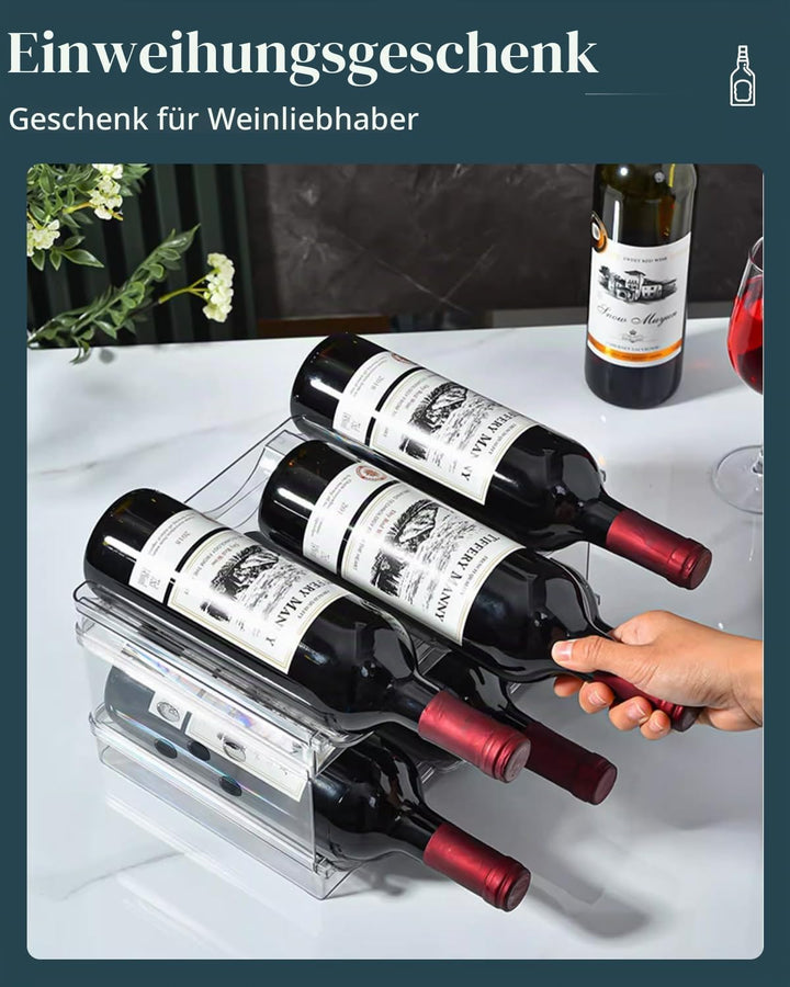 Flaschenhalter Kühlschrank Stapelbar 6 Flaschen - Effizienter Flaschen Organizer für Kühlschrank und