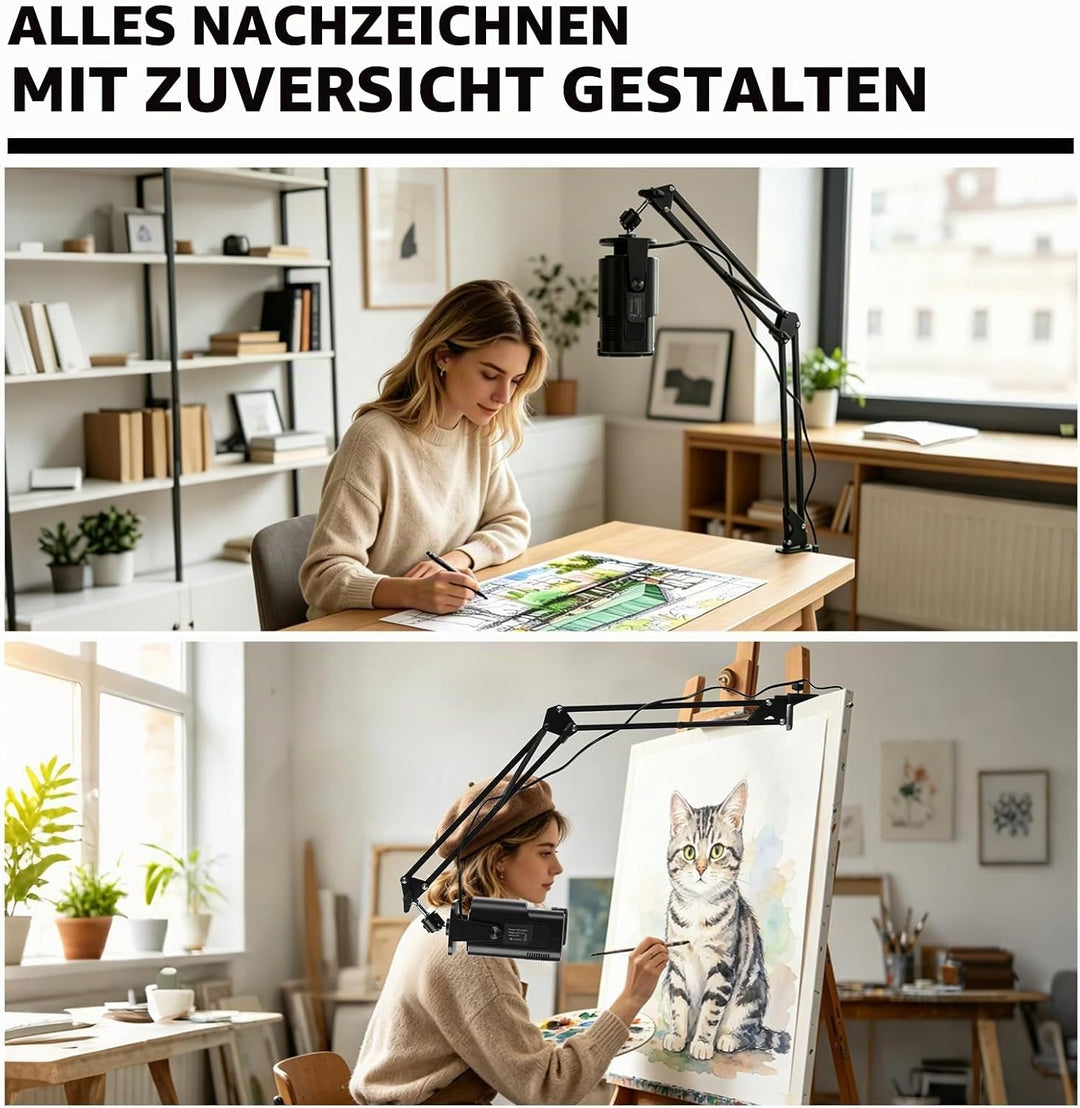Tragbarer Zeichenprojektor, Desktop Smarte Skizzenprojektoren mit Fernbedienung und Ständer zum Nach
