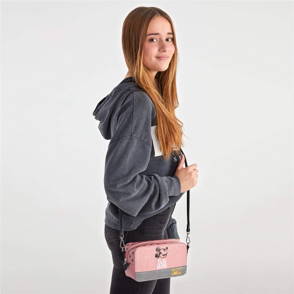 Disney Mickey The Blogger Umhängetasche Rosa 19,5x11,5x7,5 cms PVC und Polyester, Umhängetasche