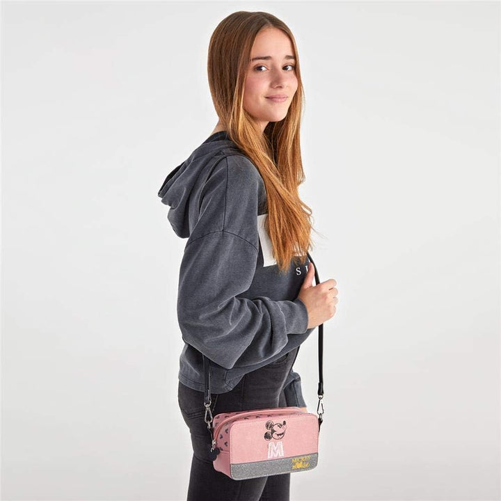 Disney Mickey The Blogger Umhängetasche Rosa 19,5x11,5x7,5 cms PVC und Polyester, Umhängetasche