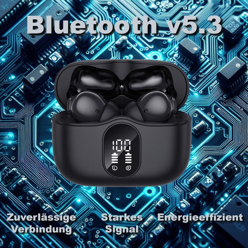 Manta MTWS009 PRO Bluetooth Kopfhörer ANC, Kabellos Bluetooth 5.3 Deep Bass mit 4 ENC Mic, Touch Con