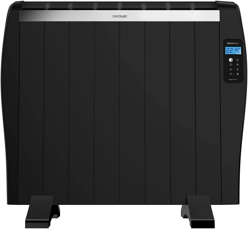 Cecotec Flachheizkörper mit Fernbedienung ReadyWarm 1800 Thermal Black. 8 Heizrippe und 1200 W, LCD-