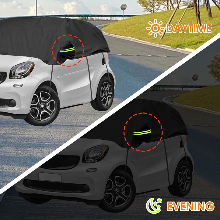 Halbgarage Autoabdeckung Wasserdicht Passend für Smart Fortwo 2006-2025, 300D Atmungsaktiv Autoplane