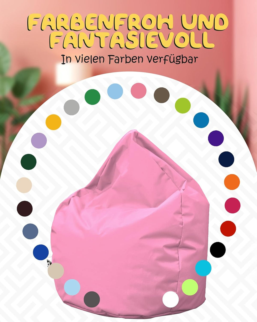 PATCH HOME Sitzsack Tropfenform mit Reissverschluss Nachfüllbar - für In & Outdoor - mit Styropor Fü
