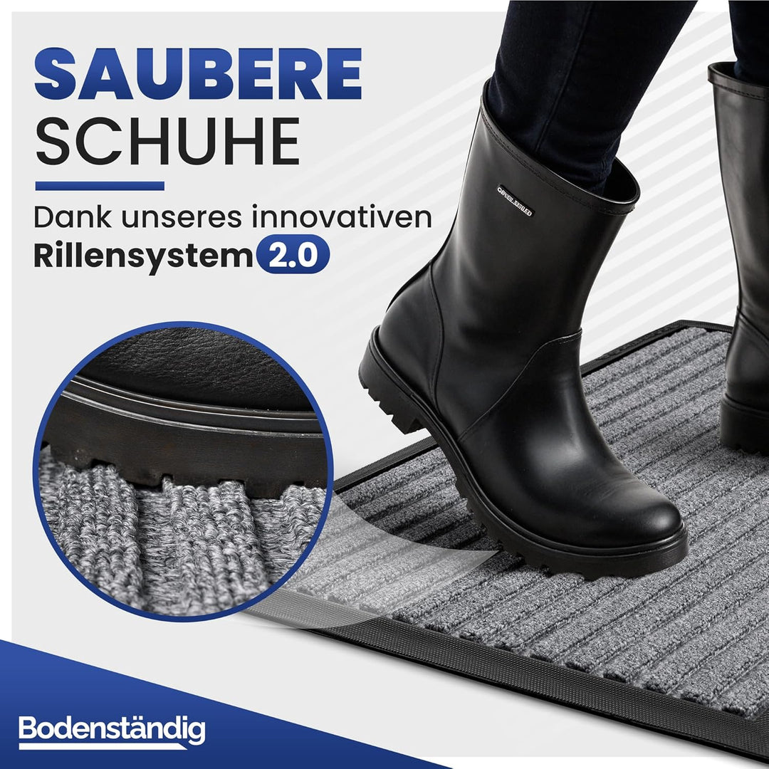Fussmatte aussen - extrem rutschfest & langlebig - Fussabtreter aussenbereich grau 40x60cm - Türmatt