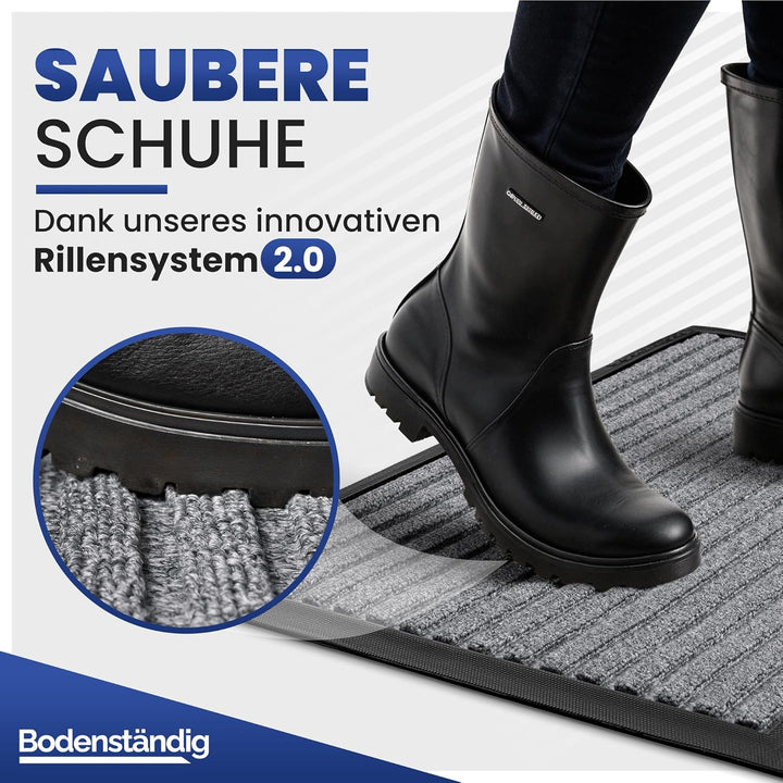 Fussmatte aussen - extrem rutschfest & langlebig - Fussabtreter aussenbereich grau 40x60cm - Türmatt