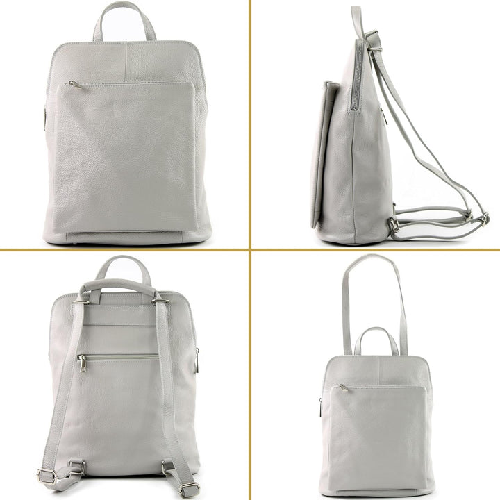 modamoda de - T141 - ital Damen Rucksacktasche 3in1 aus Leder Altrosa, Altrosa