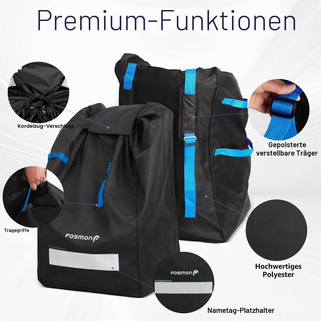 Fosmon Reisetasche für Autositz, Flugzeug, Verstellbarer Schultergurt, gepolstert, Nylon-Rucksack, U