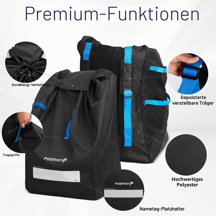 Fosmon Reisetasche für Autositz, Flugzeug, Verstellbarer Schultergurt, gepolstert, Nylon-Rucksack, U