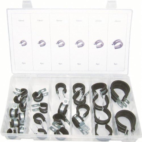 28 x Universal Rohrschellen-Sortiment/Leitungsschelle/Schlauchschelle/Kabelschelle gummiert 10, 13,