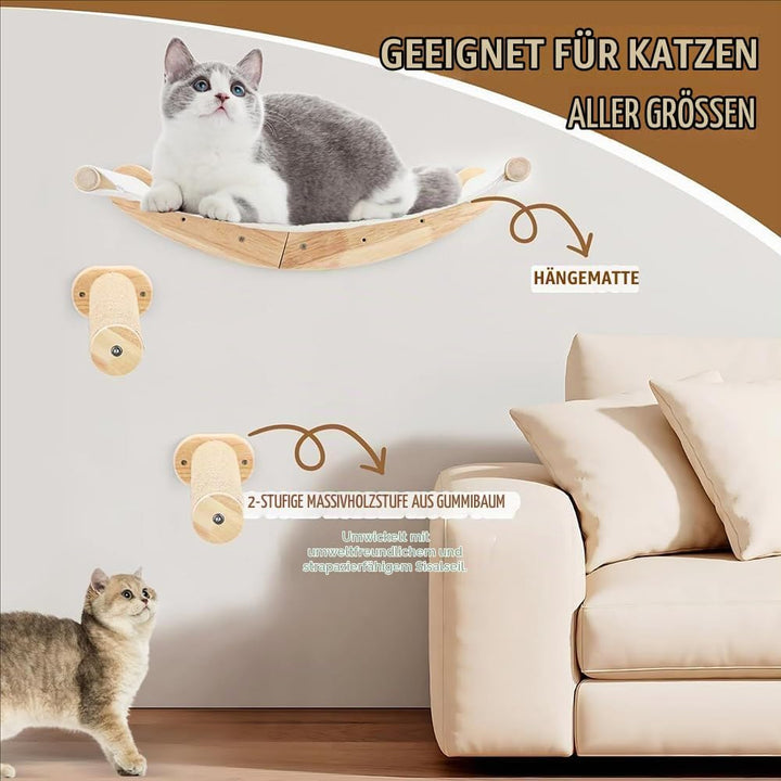 Kletterwand Katzen,53cmx47cm Katzenhängematte &amp; 2 Kratzbaum, Kängematten Katzen Wand Bis Zu 10 Kg,Ka