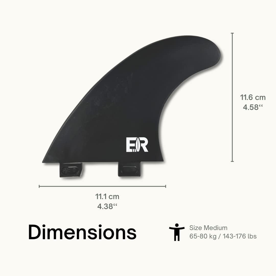 Eisbach Riders Bio-Based Surfboard FCS Thruster Fin Set mit Fin Key (Grösse G5 Medium) - Made in Ger