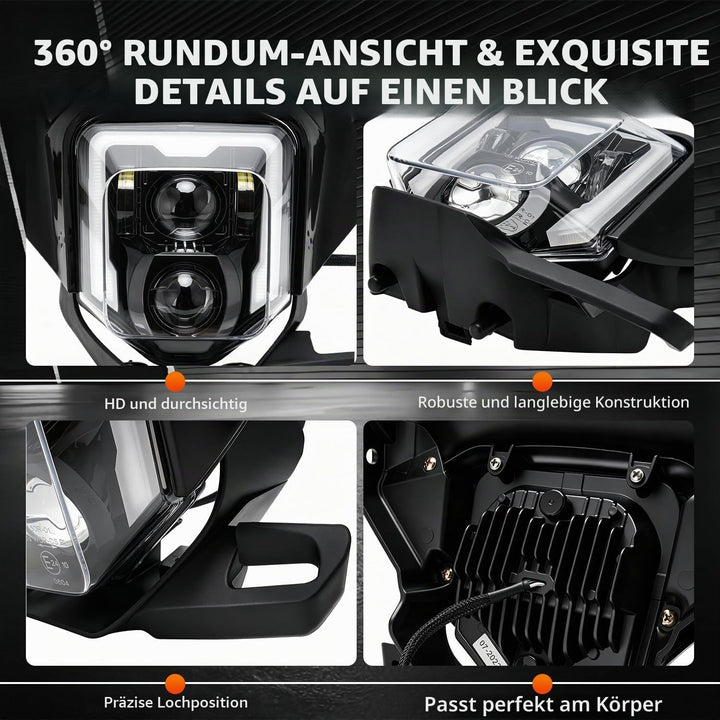 JFG RACING Lichtmaske Motorrad Universal Scheinwerfer Motorrad Scheinwerfer für Pit Dirt Bike Enduro