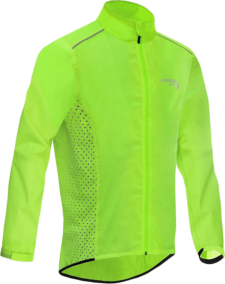 Brisk Bike Fahrrad-Regenjacke für Herren, hohe Sichtbarkeit, Vollärmel-Shell-Fahrradjacke L Grün, L