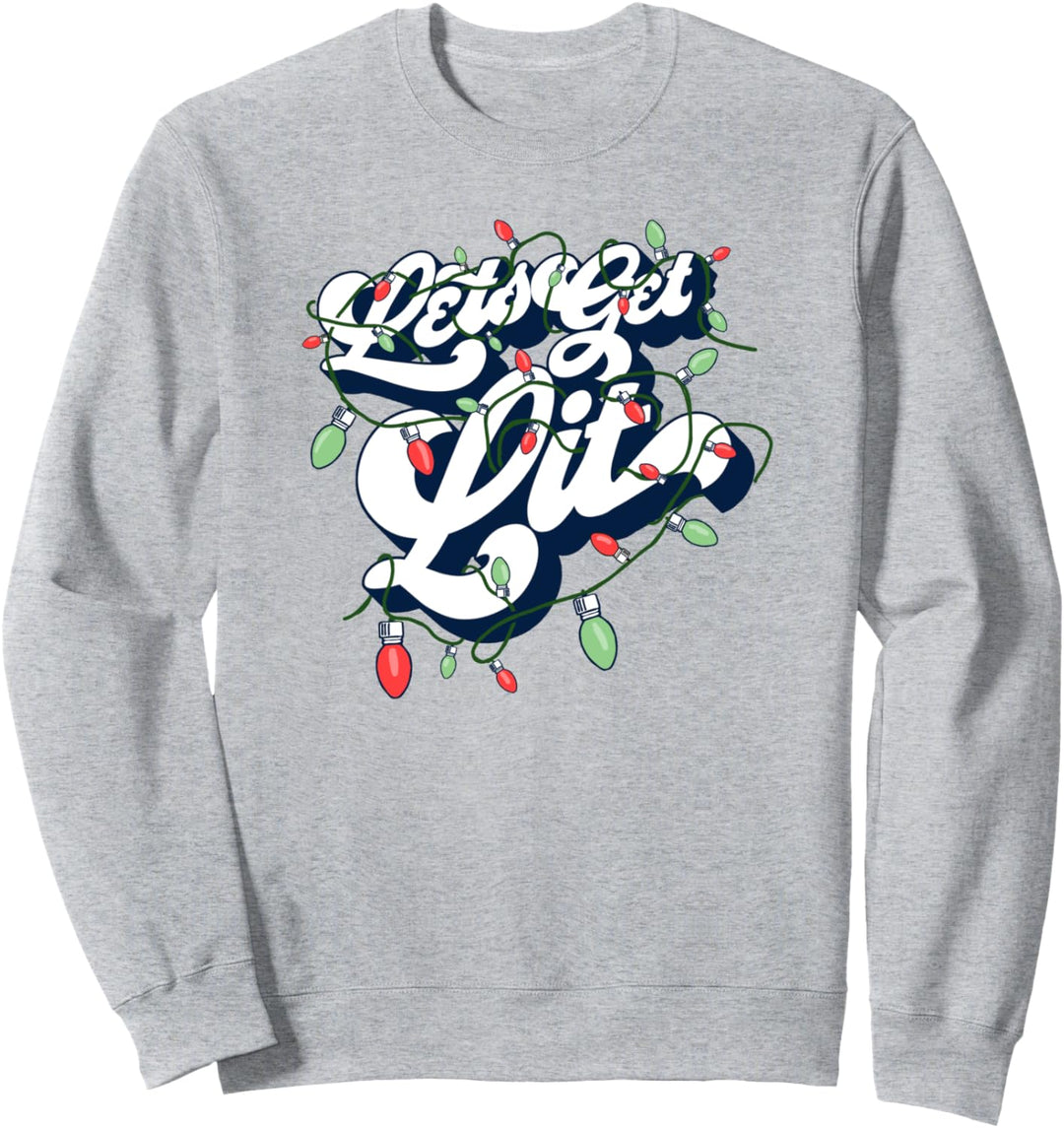 Let's Get Lit! Funny Drinking Christmas Light Graphic Sweatshirt