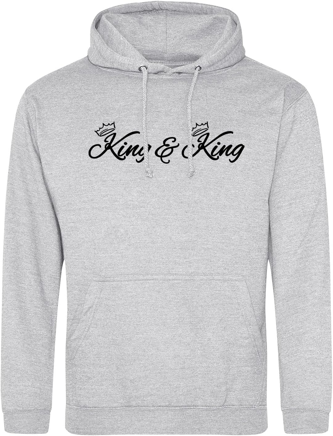 huuraa Unisex Hoodie King & King Krone Pullover Vegan Grösse S Heather Grey mit Motiv Hochzeits Gesc