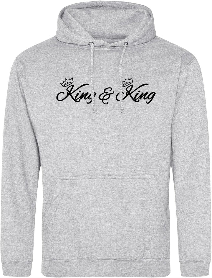 huuraa Unisex Hoodie King & King Krone Pullover Vegan Grösse S Heather Grey mit Motiv Hochzeits Gesc