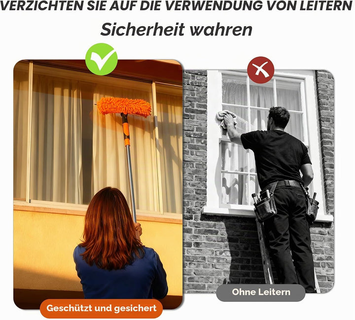 Staubwedel Teleskop 6m,Outil de Nettoyage de gouttière de Manches Télescopiques mit 1,5 bis 4,9m,Wie