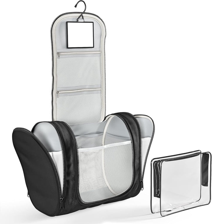 Kulturbeutel Kosmetiktasche zum Aufhängen mit transparenter Reise Tasche, Spiegel | XXL Kosmetik Kul