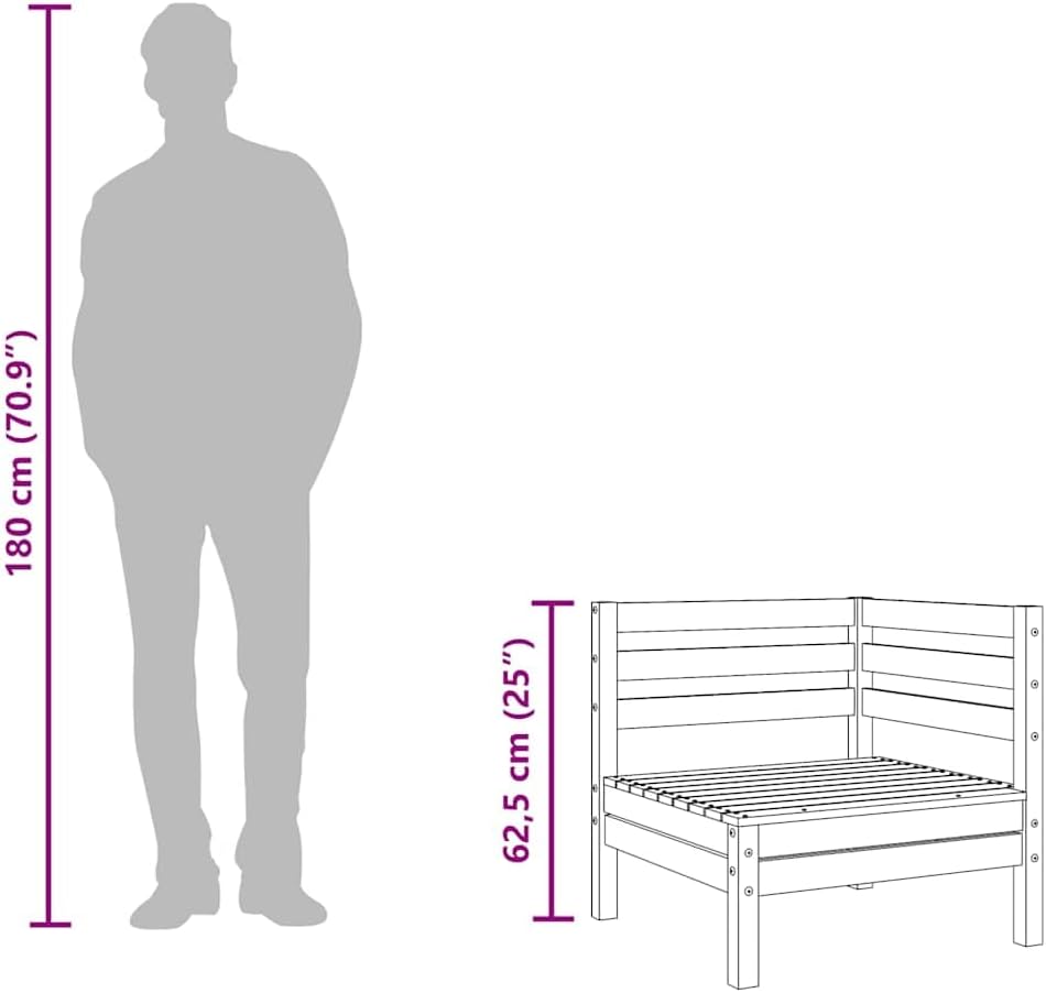 vidaXL Garten Ecksofas 2 STK., Modular Gartenmöbel, Sofa Lounge Sessel für Garten Terrasse Balkon, G