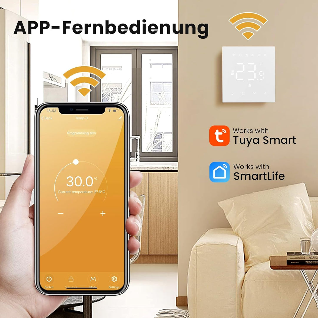 MIUCDA Smart Elektrische Thermostat WLAN, Elektrisch Fussbodenheizung Heizungsthermostat, Digital Ra