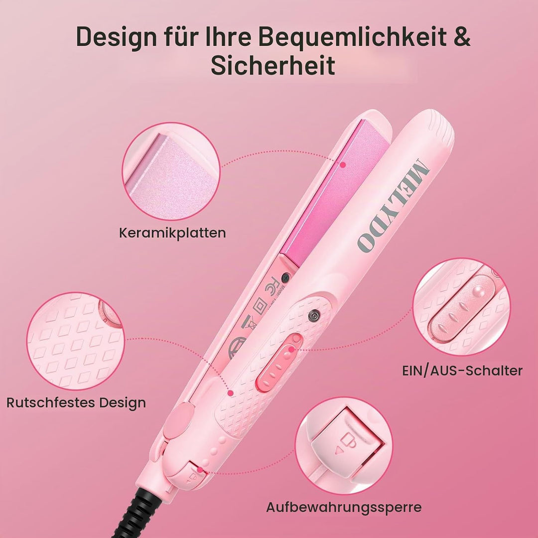 MELYDO Glätteisen Mini für kurzes Haar, Reise Glätteisen, Kleins Glätteisen, Haarglätter Mini 210 °C