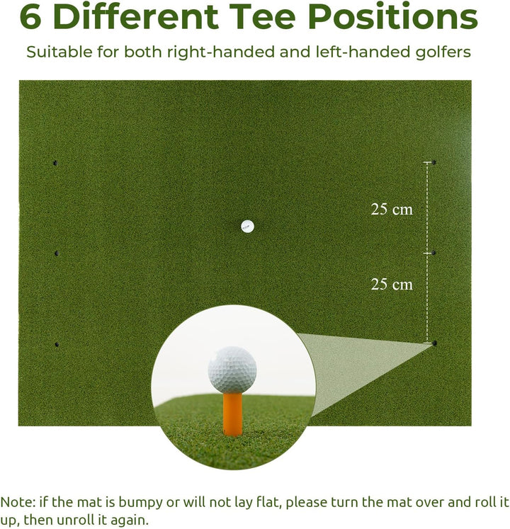 LIFEZEAL Golf Übungsmatte, Abschlagmatte Golf mit 6 Abschlagpositionen, Outdoor Sports Golf Training