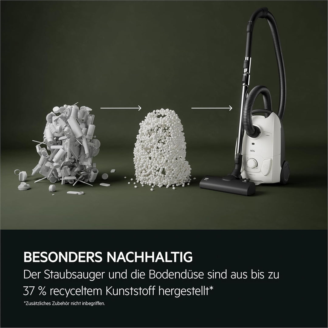 AEG CLEAN 5000 AB51C1SW Staubsauger mit Beutel / hohe Saugleistung / 37 % Recyclingkunststoff / AllF