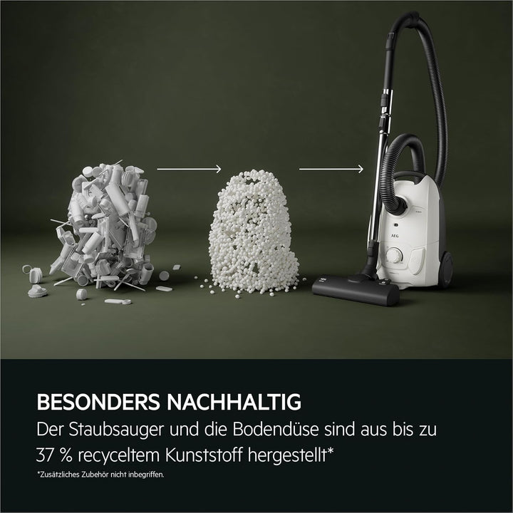AEG CLEAN 5000 AB51C1SW Staubsauger mit Beutel / hohe Saugleistung / 37 % Recyclingkunststoff / AllF