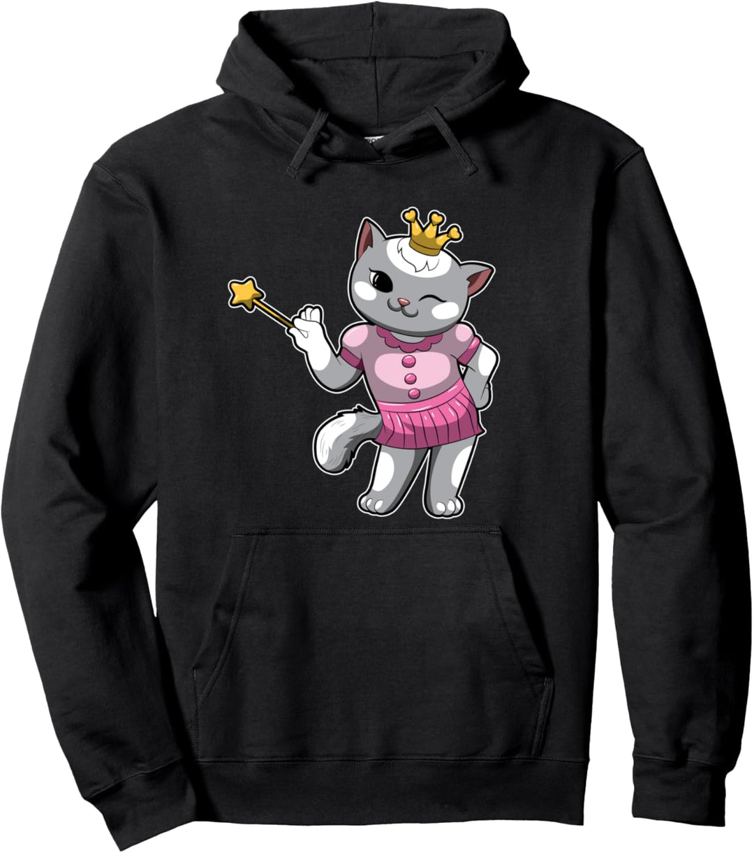 Katze mit Krone und Zauberstab - Prinzessin Kostüm - Tiere Pullover Hoodie