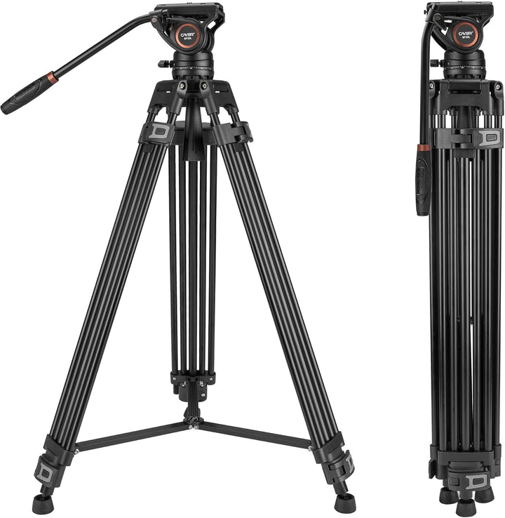 Cayer BF30L Video-Stativ mit Fluid-Kopf, 73" Heavy Duty Stativ mit 360 Grad Fluid-Kopf und Schnellwe