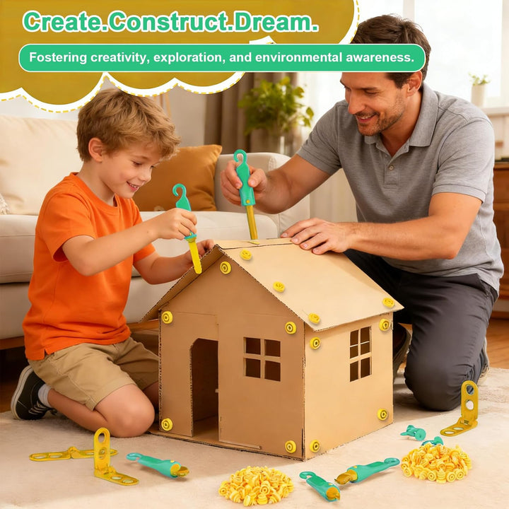Karton-Baukasten für Kinder, Sicherer Kartonschneider & Werkzeug-Set, Kreatives STEM Lernspiel, Für