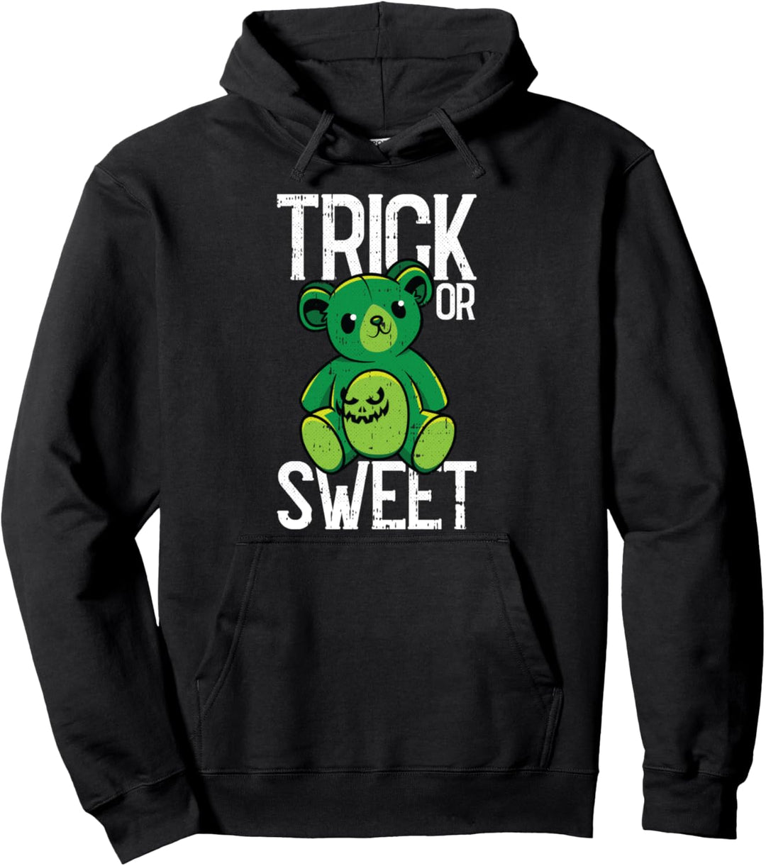Trick or Sweet Bear Lazy Halloween Kostüm Lustiger Kürbis Pullover Hoodie
