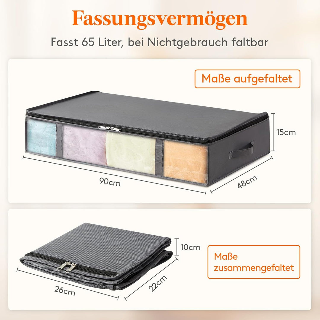 Lifewit 4 Stück Unterbettkommode Aufbewahrungstasche, Faltbare Unterbett Aufbewahrungsbox, Storage B