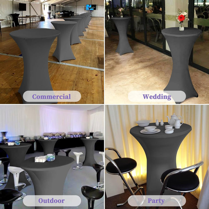 Showgeous 6er-Set Stretch Stehtisch Husse für Bistrotisch Ø 60-65 cm,Hussen Stehtische Dunkelgrau 60
