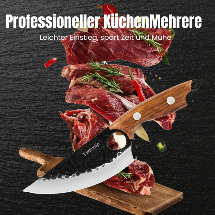 Kochmesser Klingenlänge 15CM Küchenmesser Hochlegierter Edelstahl Kochmesser mit Lederscheide Komfor