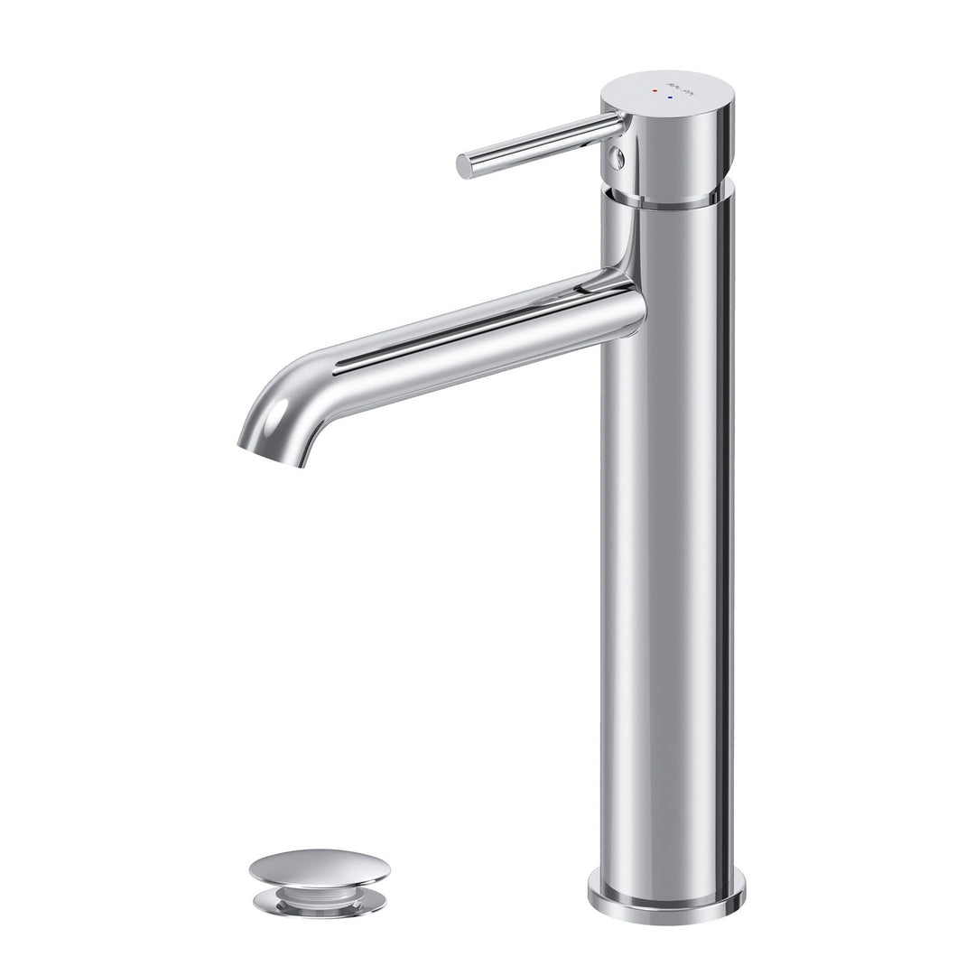 Wasserhahn Bad Hoch, Waschtischarmatur mit Klick-Ablaufgarnitur, Waschbecken Badarmatur, Mischbatter