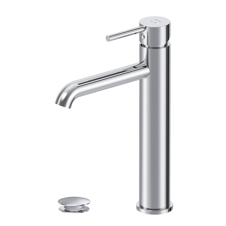 Wasserhahn Bad Hoch, Waschtischarmatur mit Klick-Ablaufgarnitur, Waschbecken Badarmatur, Mischbatter
