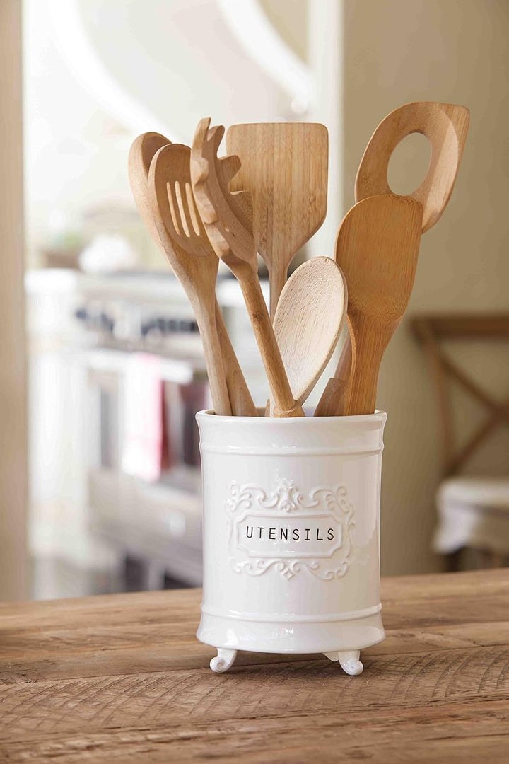 Mud Pie 4581006 Circa Utensilienhalter aus Keramik, Utensilien, Utensilien