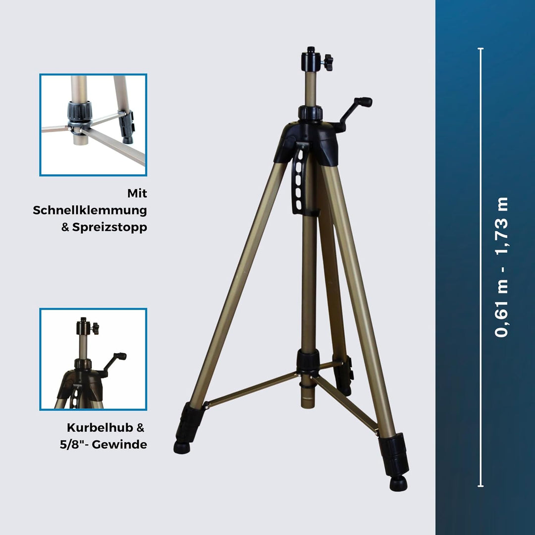 Kurbelstativ 173 cm – Stativ für Laser höhenverstellbar, Laserstativ für Kreuzlinienlaser oder leich