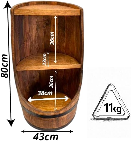 weeco Fassbar in braun. Stilvolle Hausbar aus Holz, Exklusive Weinfass mit Regal. Höhe 80x43cm - Her