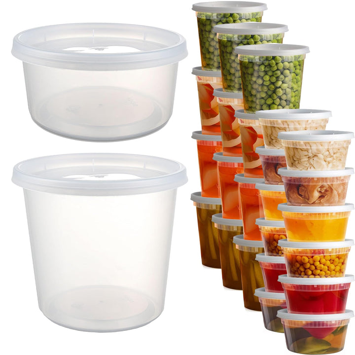 24 Sets Deli Container, 12oz & 24oz, Kunststoffbehälter mit Deckel, Deli Cups & Food Container - BPA